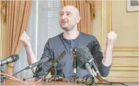  ?? — AFP ?? Anti-kremlin journalist Arkady Babchenko addresses a press conference on Thursday in Kiev.