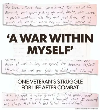  ?? DANNY DAMIANI, USA TODAY NETWORK ?? Brandon Ketchum journaled to deal with PTSD and memories of a horrific day, Oct. 14, 2007.