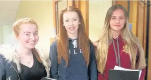  ??  ?? ● Ysgol Moelwyn, Blaenau Ffestiniog: Branwen Hywel, Shanni Roberts and Maria Morgan