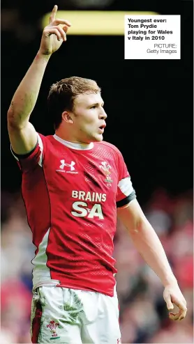  ?? PICTURE: Getty Images ?? Youngest ever: Tom Prydie playing for Wales v Italy in 2010