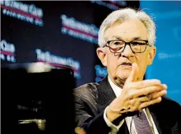  ?? LEXEY SWALL NYT ?? Jerome Powell, the Federal Reserve chair, said some of the drag on inflation from goods could be “transitory,” meaning that it will fade away.