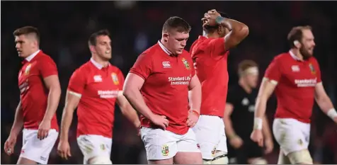  ??  ?? Tadhg Furlong takes a breather during the drawn third Test in Eden Park, Auckland, on Saturday.