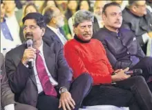  ??  ?? ▪ Former India cricket team captains K Srikkanth, Kapil Dev and Ravi Shastri. Shastri, who is the Indian cricket team’s coach, got a special commendati­on.