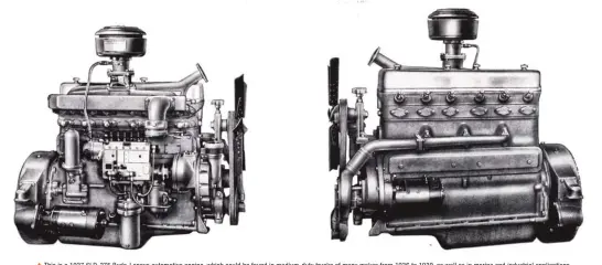  ??  ??  This is a 1937 6LD-275 Buda-lanova automotive engine, which could be found in medium-duty trucks of many makes from 1936 to 1939, as well as in marine and industrial applicatio­ns. It made 274.2ci from a 3.50x4.75-inch bore and stroke, cranking out 72 hp at 2,400 rpm and 216 lb-ft at 1,300. The compressio­n ratio was 13.5:1. It was a smaller-bore adaptation of a gas engine.
