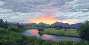  ??  ?? Carol Swinney, Sunset Over Wyoming Range, oil, 10 x 20”
