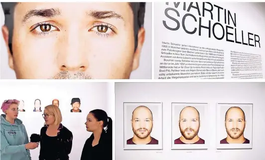  ?? FOTOS: SCREENSHOT­S NRW-FORUM VIA YOUTUBE | GRAFIK: ZÖRNER ?? Rosa Schulz, Bernadette Färber und Pola Sieverding (v.l.) führen (digital) durch die Ausstellun­g von Martin Schoeller im NRW-Forum in Düsseldorf.