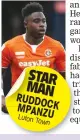  ??  ?? STAR MAN RUDDOCK MPANZU Luton Town