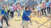  ?? PTI FILE ?? Members of two political parties clash in West Bengal. Opposition parties have accused TMC of using violence to deter its leaders from submitting their nomination­s for the panchayat polls