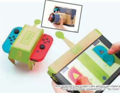  ??  ?? With Nintendo’s next project Labo, gamers can create a range of technology-powered toys, or “Toy-Cons”.