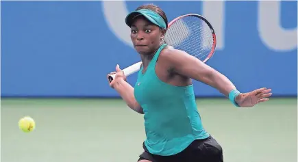  ?? CAROLYN KASTER/AP ?? Sloane Stephens swept past Bethanie Mattek-Sands 7-5, 6-4 during their first-round match Tuesday in the Citi Open in Washington.