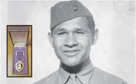  ?? | PROVIDED PHOTOS ?? Pvt. Jonias Joseph Flores and his Purple Heart ( inset)