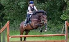  ??  ?? Eleanore Bourke on five-year-old Enniskerry Pierro who was bred by her cousin David Bourke.