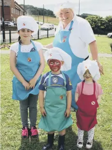  ??  ?? Three of the young children who made food with Carolyn from The Canny Kitchen at Moorsley’s annual Fun Day.