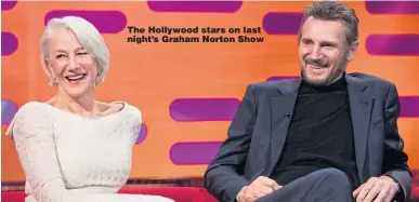  ??  ?? The Hollywood stars on last night’s Graham Norton Show