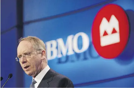  ?? MICHELLE SIU/THE CANADIAN PRESS ?? Outgoing BMO chief executive Bill Downe, above, announced Friday that he is stepping down at the end of October. He says his successor Darryl White is a “balanced profession­al,” with assignment­s covering every part of the bank and across geographie­s.