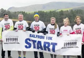  ??  ?? New challenge Launching the new-look Balfron 10k are (left) race director Nigel Johnson with 10k committee members and supporters David Ross, David Eckersley, Rosie Eckersley, Elspeth Ross and Julie Ross