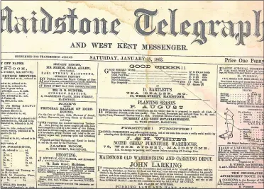 ??  ?? Left, Hartley Colliery in Northumber­land after the disaster of 1862 and, right, a copy of The Maidstone Telegraph and West Kent Messenger from January 18 of the same year