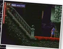  ??  ?? In this scene from Castlevani­a: Symphony Of The Night, the elements of the scene that warrant attention are the sea and sky, the clock tower, the 2D foreground and Richter Belmont.