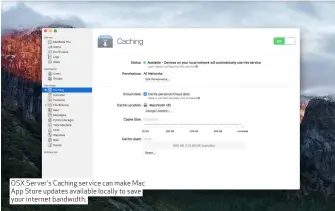  ??  ?? OSX Server’s Caching service can make Mac App Store updates available locally to save your internet bandwidth.