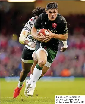  ?? ?? Louis Rees-zammit in action during Wales’s victory over Fiji in Cardiff.