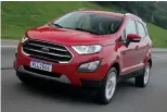  ??  ?? No alto, um carregamen­to de VW Gol, um dos carros mais vendidos da Argentina, fabricado no Brasil. Acima, dois modelos que vão para o país vizinho e tiveram forte queda nas vendas no último ano: Ford EcoSport e Renault Kwid