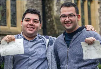  ??  ?? ‘So grateful’: Sulaiman Wihba, left, and Elias Badin at Brighton College yesterday