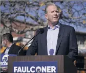  ?? JAE C. HONG — THE ASSOCIATED PRESS FILE ?? Former San Diego Mayor Kevin Faulconer speaks during a news conference in San Pedro. Faulconer is one of the Republican candidates who plans on running to replace Democratic Gov. Gavin Newsom in a likely recall election this fall.