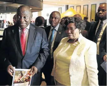  ?? /THULANI MBELE ?? President Cyril Ramamphosa and basic education minister Angie Motshekga during the education sector lekgotla in Boksburg yesterday.