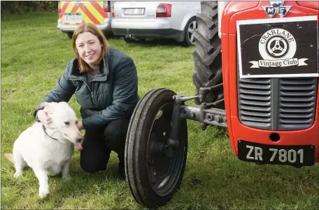  ??  ?? Noreen Hughes with Bailey enjoying the tractor run at the Crablane.