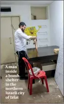  ?? PHOTO: FLASH90 ?? A man inside a bomb shelter in the northern Israeli city of Tzfat