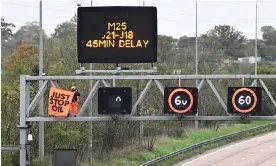  ?? Photograph: Leon Neal/Getty ?? ‘I worry about the danger of alienating the public, but I understand the sense of frustratio­n.’ Just Stop Oil protest on the M25, 10 November 2022.