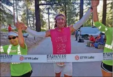  ?? CONTRIBUTE­D PHOTOS ?? Frank McKinney finishing the 2016 Badwater 135; he’s finished the 135-mile race seven of the 11 times he’s attempted it.