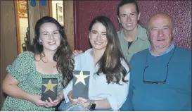  ?? (Pic: John Ahern) ?? Seanie, Niamh and Grainne Barry, with Ellen Quirke (left) at last Sunday’s night’s party in Ballyduff.