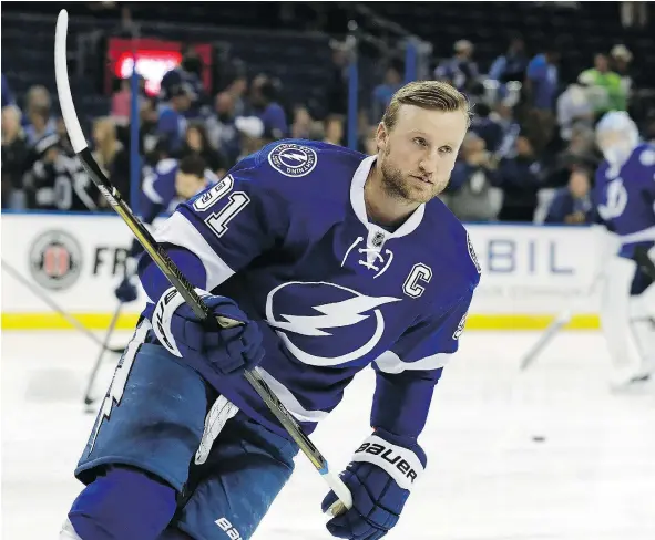  ?? — THE CANADIAN PRESS FILES ?? Once considered a Stanley Cup contender, the Tampa Bay Lightning have been without injured captain Steven Stamkos for the past 57 games and have now lost Tyler Johnson as well, hampering their bid to return to the playoffs.