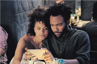  ?? FX ?? Zazie Beetz (Van) and Donald Glover (Earnest ‘Earn’ Marks) star in Atlanta, for which Beetz has received an Emmy nomination.