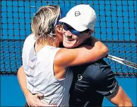  ??  ?? Jamie Murray and Bethanie MattekSand­s celebrate victory in NewYork