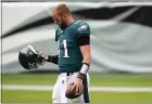  ?? CHRIS SZAGOLA - AP FILE ?? When it comes to the fallout of Carson Wentz in Philly, there is not blame game to be played: everyone was on board with bringing him to the Eagles, writes Bob Grotz.