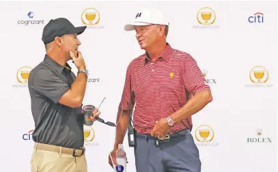  ?? Picture: Getty Images ?? BATTLE READY. Internatio­nal Captain Trevor Immelman (left) and captain Davis Love III of the United States will be trying to outwit one another in the Presidents Cup at Quail Hollow from today.