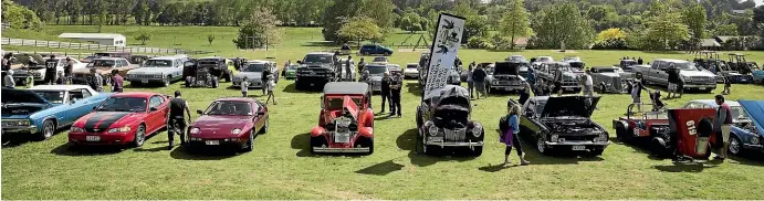  ??  ?? Car enthusiast­s lined up to show off their beauties at the Rotokauri School gala fundraiser.