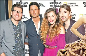  ??  ?? MUSICIANS ON CALL:
Recording Chuck Wicks (second from left) joins Jordan Lawson (left to right), Cassandra Lawson and Johnathan Lawson of The Railers at Musicians On Call 10th Anniversar­y In Nashville With Lady Antebellum at City Winery Nashville on...