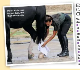  ??  ?? If you wash your horse’s legs, dry them thoroughly WWW.YOURHORSE.CO.UK