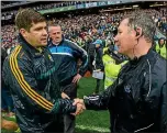  ??  ?? TENSE: Eamon Fitzmauric­e and Jim Gavin