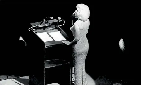  ??  ?? Marilyn Monroe sings Happy Birthday to John F Kennedy in 1962. Photograph: Snap/Rex/Shuttersto­ck