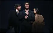  ?? SARAH SHATZ — HBO VIA AP ?? John Gallagher Jr., from left, Jonathan Groff and Lea Michele in “Spring Awakening: Those You've Known.”