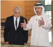  ?? Reuters ?? Israeli Foreign Minister Yair Lapid with his UAE counterpar­t Sheikh Abdullah bin Zayed Al-Nahyan in Abu Dhabi.
