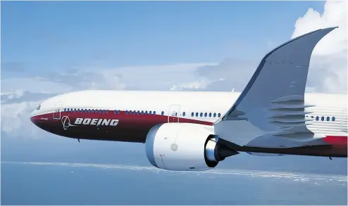  ?? BOEING ?? The World Trade Organizati­on has sided with the United States in a long-running dispute over tax incentives given to Boeing in its developmen­t of the 777X jetliner. Its main competitor, Airbus, has argued the subsidies are “illegal.”