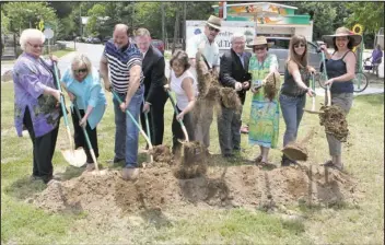  ?? The Sentinel-Record/Richard Rasmussen ?? SHOVELS UP: From left, District 5 City Director Karen Garcia, Kay Watkins, Deputy City Manager Bill Burrough, City Manager David Frasher, Cindy Rogers, District 1 Justice of the Peace Dave Reagan, District 6 City Director Randy Fale, Parks and Trails...