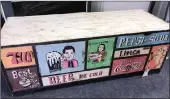  ??  ?? This unusual plasma television stand and Smeg fridge (below) will be up for grabs at Bidway’s auction on Thursday.