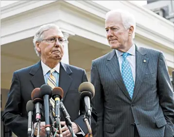 ?? ALEX BRANDON/AP ?? Senate Majority Leader Mitch McConnell, left, seen with GOP Sen. John Cornyn, had developed the bill largely in secret.