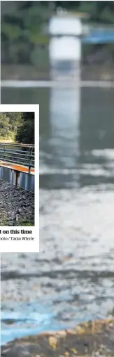  ?? Photo / Tania Whyte ?? WDC operations’ engineer James Kennedy checks water purity at the Whau Valley dam which is tracking better than at this time last year.